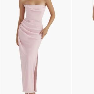 House of CB Adrienne Gathered Strapless Gown